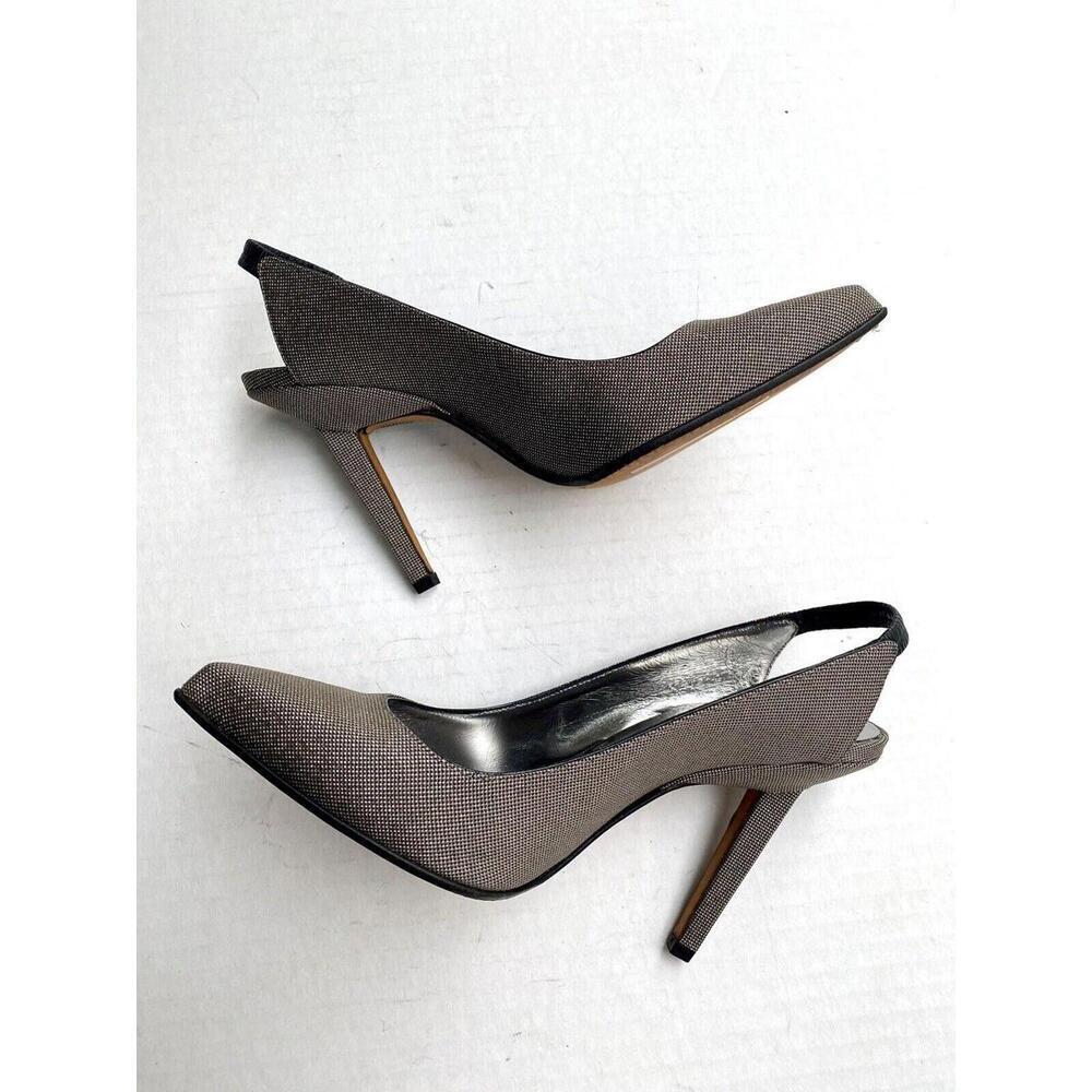 New CALVIN KLEIN COLLECTION Silver Slingback Pumps SHOES 37 / 7 - Picture 6 of 9